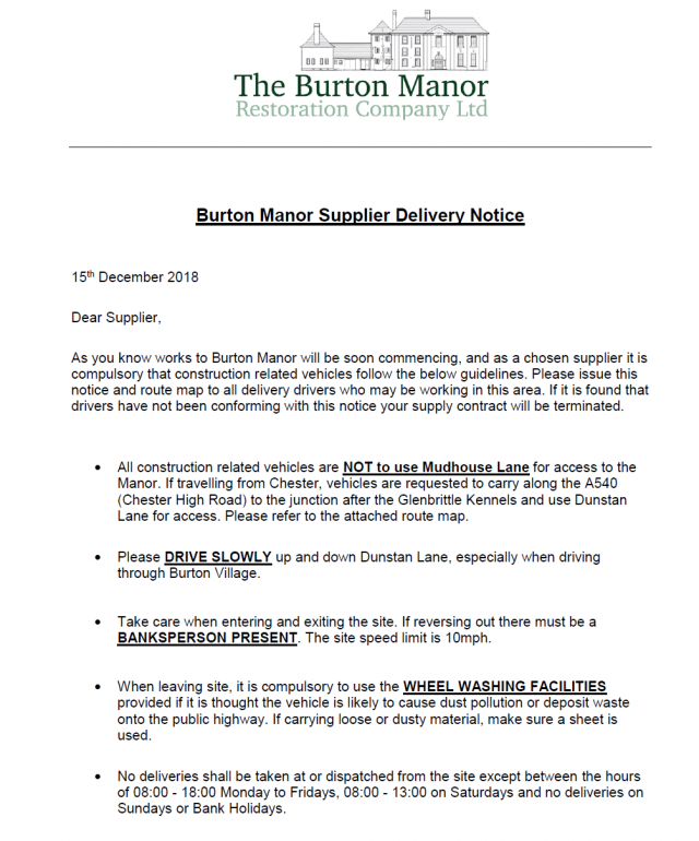 Burton_Manor_Supplier_Delivery_Notice Burton_Manor_Supplier_Delivery_Notice
